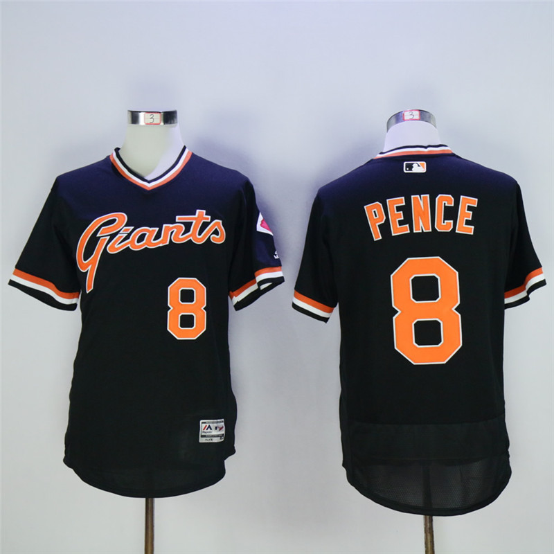 Men's San Franciscoc Giants #8 Hunter Pence Black Throwback Flexbase Stitched MLB Jersey
